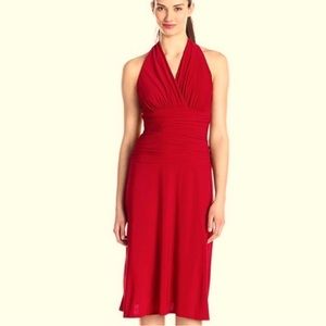 Size 8 RED RUCHED WAIST MIDI DRESS Wedding or Christmas DressJones Studio